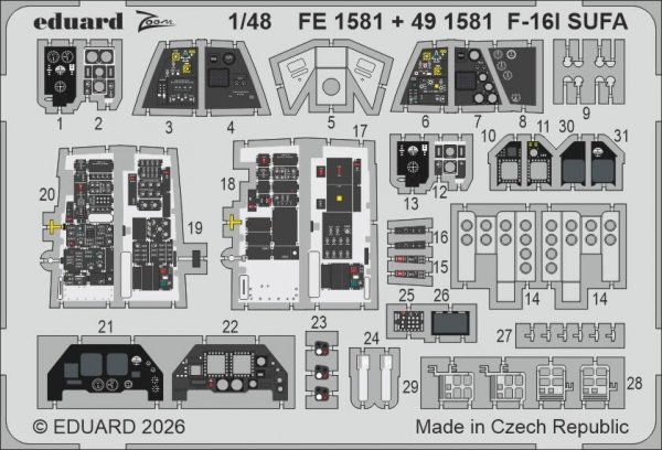 Eduard 491581 Lockheed Martin F-16 I Sufa - PE Set (for GWH Kits) 1/48