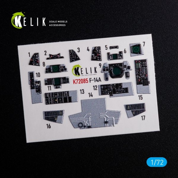 KELIK K72085 F-14A Tomcat - interior 3D decals for Hasegawa kit 1/72