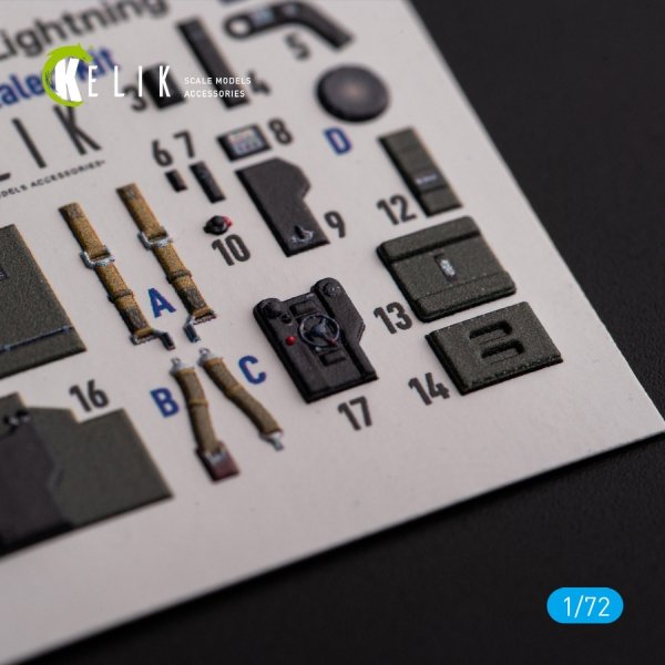 Kelik K72174 Р-38J "Lightning" - interior 3D decals for Italeri/Academy kit (1/72)