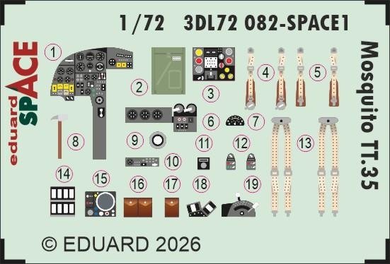 Eduard 3DL72082 Mosquito TT.35 SPACE for AIRFIX 1/72