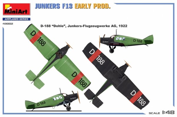 MiniArt 48002 JUNKERS F13. EARLY PROD 1/48