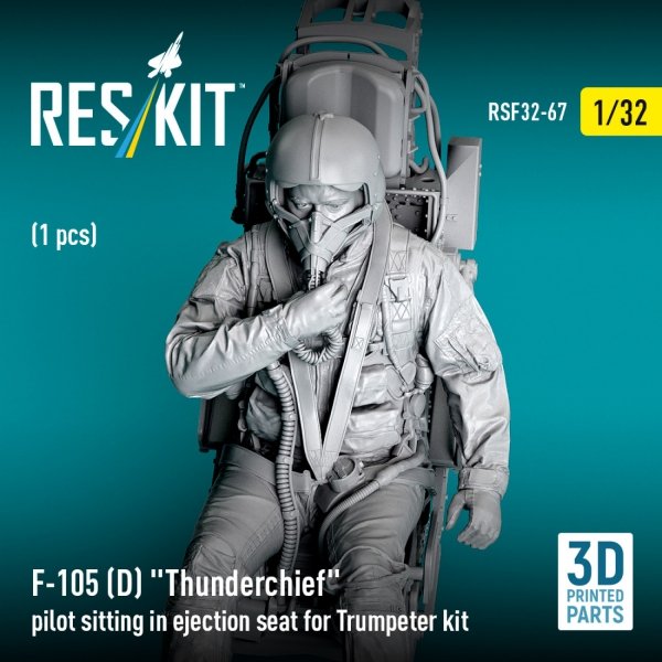 RESKIT RSF32-0067 F-105D "Thunderchief" pilot sitting in ejection seat for Trumpeter kit (1 pcs) (3D Printed) (1/32)