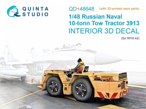 Quinta Studio QD+48648 Russian naval tow tractor 3913 3D-Printed &amp; coloured Interior on decal paper (RFM) (with 3D-printed resin parts) 1/48