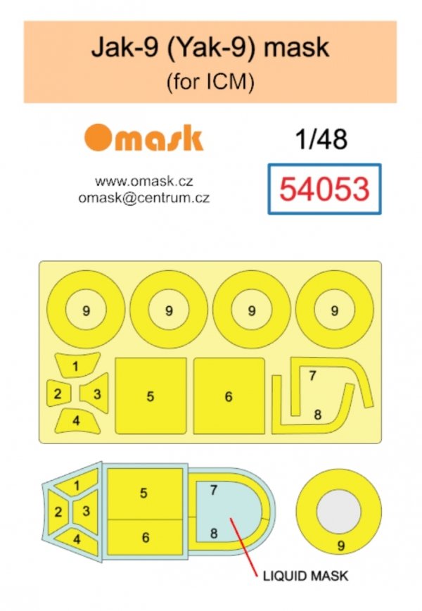Omask 54053 Jak-9 (Yak-9) mask (for ICM) 1/48