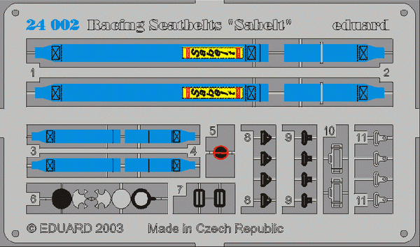 Eduard 24002 Sabelt 4 points Blue Seatbelt  1/24