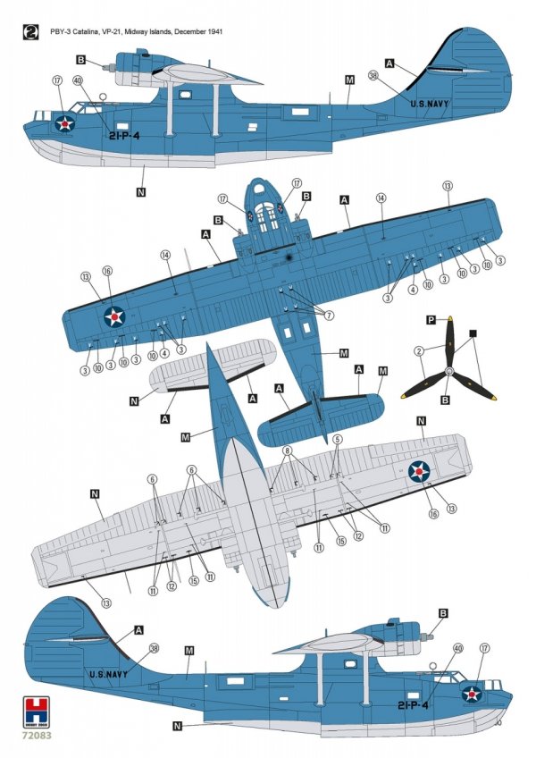 Hobby 2000 72083 Consolidated PBY-3 Catalina ( ACADEMY + CARTOGRAF + MASKI ) 1/72