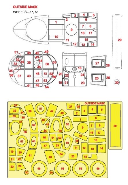 Omask 54083 Do 217 M Mask (for ICM) yellow masking tape 1/48