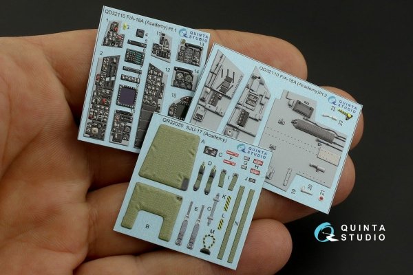 Quinta Studio QD32110 F/A-18A 3D-Printed &amp; coloured Interior on decal paper (Academy) 1/32