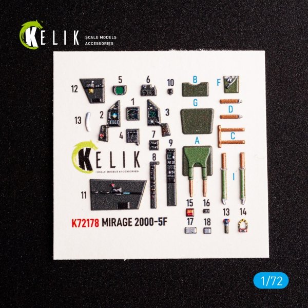 KELIK K72178 Mirage 2000-5F - interior 3D decals for ModelSvit kit 1/72