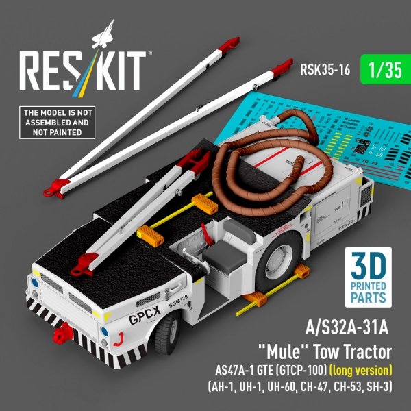 RESKIT RSK35-0016 A/S32A-31A  "Mule" Tow Tractor AS47A-1 GTE (GTCP-100) (long version) (AH-1, UH-1, UH-60, CH-47, CH-53, SH-3) (3D Printed model kit) (1/35)