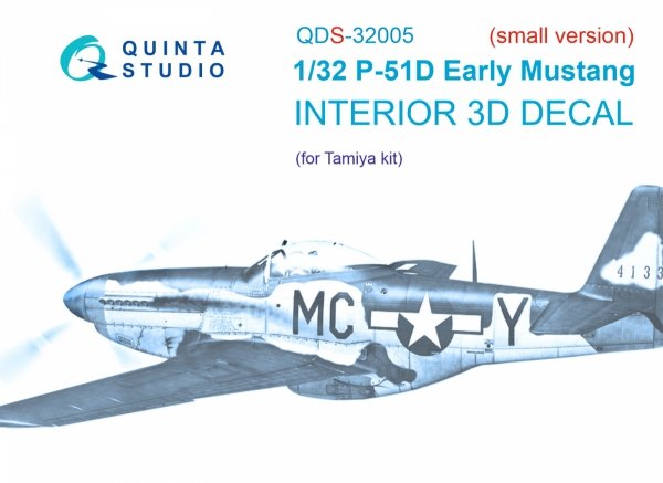 Quinta Studio QDS-32005 P-51D (Early) 3D-Printed coloured Interior on decal paper (Tamiya) (small version) 1/32