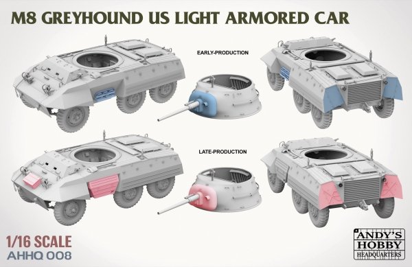 Andy's Hobby Headquarters AHHQ-008 M8 Greyhound US light Armored Car 1/16
