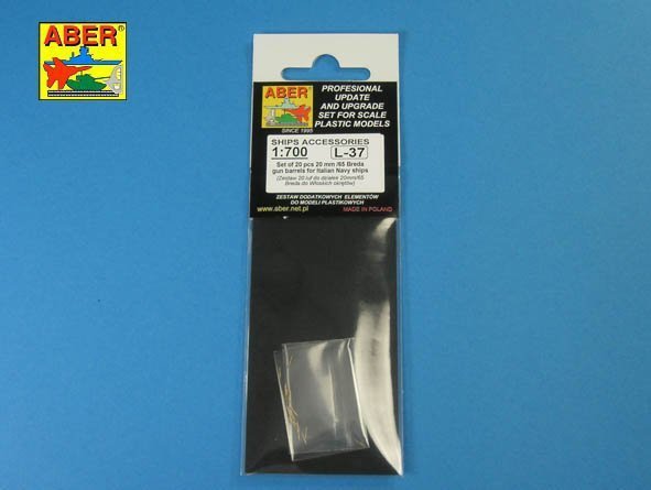Aber 1:700L-038 Set of 20 pcs 20 mm L/65 Breda gun barrels for Italian Navy ships 1/700