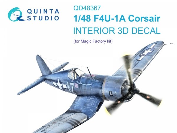Quinta Studio QD48367 F4U-1A 3D-Printed &amp; coloured Interior on decal paper (Magic Factory) 1/48