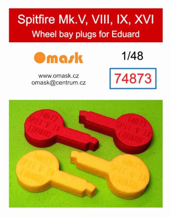 Omask 74873 Spitfire Mk.V, VIII, IX, XVI wheel bay plugs (for Eduard) 1/48