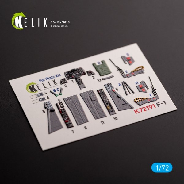 KELIK K72191 F-1 Support Fighter - interior 3D decals for Platz kit 1/72