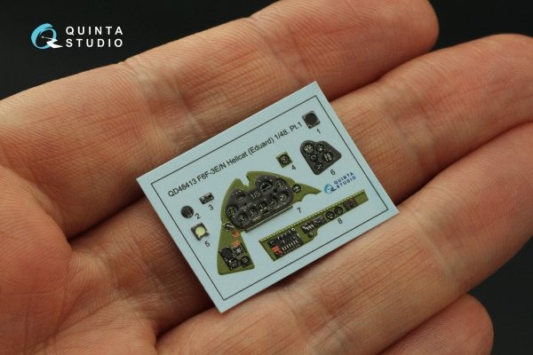 Quinta Studio QD48413 F6F-3E/N Hellcat 3D-Printed &amp; coloured Interior on decal paper (Eduard) 1/48