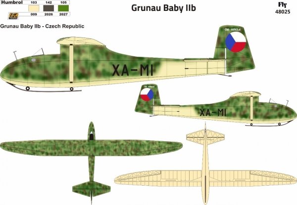 Fly 48025 Grunau Baby IIb Czechoslovakia 2 1:48