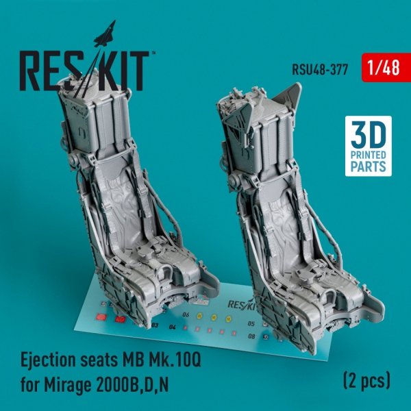 RESKIT RSU48-0377 Ejection seats MB Mk.10Q for Mirage 2000B,D,N (2 pcs) (3D Printed) 1/48