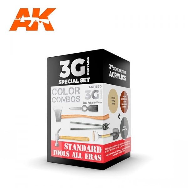 AK Interactive AK11670 3G STANDARD TOOLS ALL ERAS 3x17 ml