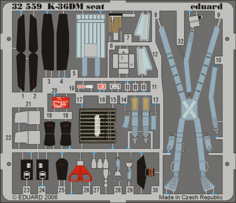 Eduard 32559 MiG-29 Fulcrum K-36DM seat 1/32 TRUMPETER