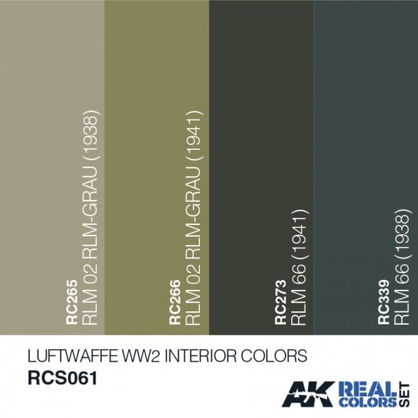 AK Interactive RCS061 LUFTWAFFE WW2 INTERIOR COLORS SET 4x10ml