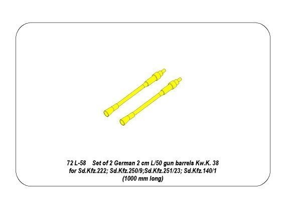 Aber 72L-58 Zestaw 2 luf do KwK 38 / Set of 2 gun barrels KwK 38 1/72