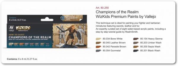Vallejo 80250 Wizkids Champions of the Realm Set 8x8ml