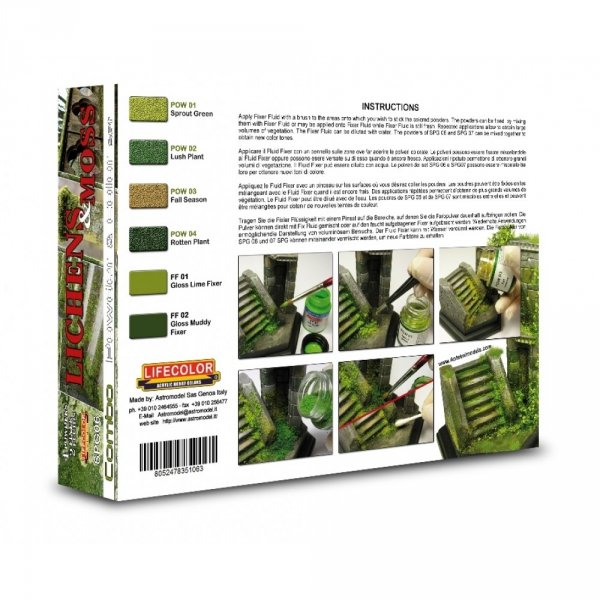 Lifecolor SPG06 Powder and Fixer set Lichens and Moss 6x22ml