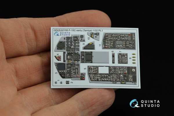 Quinta Studio QDS-32155 F-15C Early/F-15A/F-15J early 3D-Printed &amp; coloured Interior on decal paper (Tamiya) (small version) 1/32
