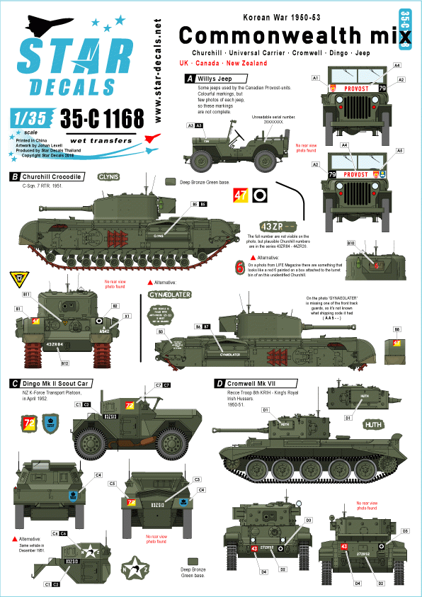 Star Decals 35-C1168 Commonwealth mix - Korean War 1950-53 1/35