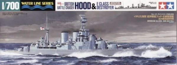 Tamiya 31806 British Battle Cruiser Hood &amp; E Class Destroyer Battle of the Denmark Strait 1/700