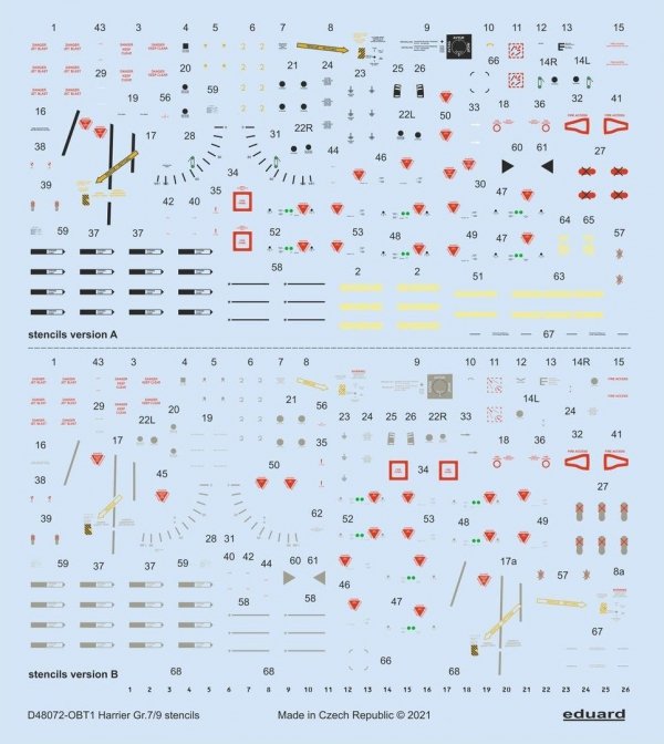 Eduard D48072 Harrier GR.7/9 stencils 1/48 