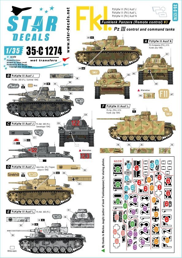 Star Decals 35-C1274 German Funklenk tanks # 3 1/35