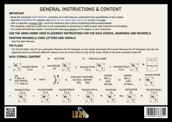 1 Man Army 48KIT003 Full Masking Set Hurricane Mk.I (Arma Hobby) 1/48