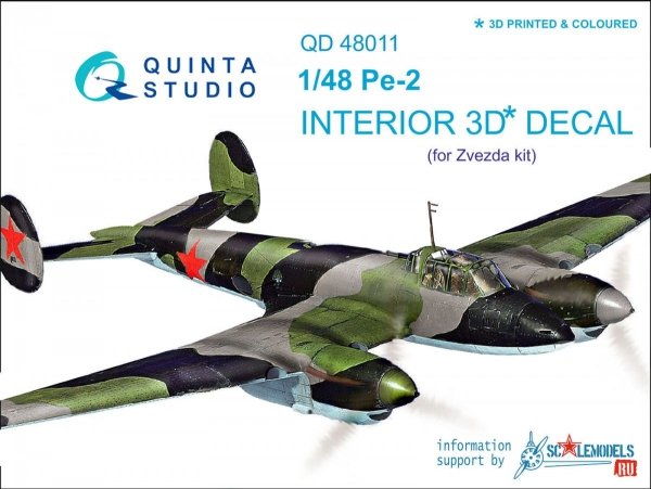 Quinta Studio QD48011 Pe-2 3D-Printed &amp; coloured Interior on decal paper (for Zvezda kits) 1/48