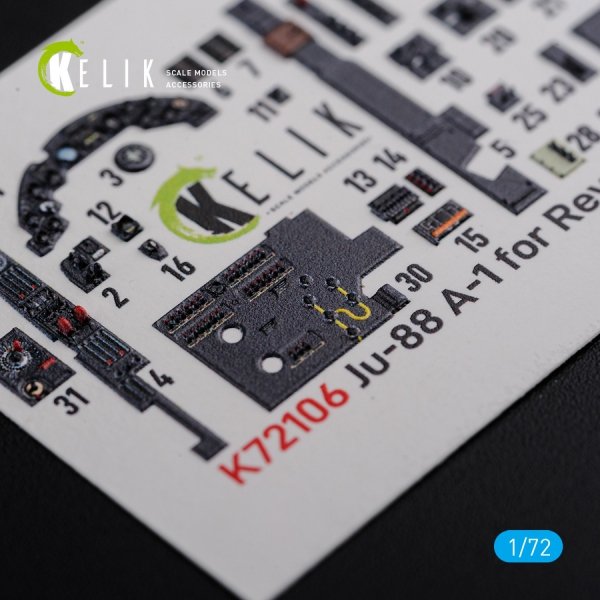 KELIK K72106 Ju-88 A-1 interior 3D decals for Revell kit 1/72