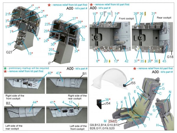 Quinta Studio QDS-32131 F/A-18D Early 3D-Printed &amp; coloured Interior on decal paper (Academy) (Small version) 1/32