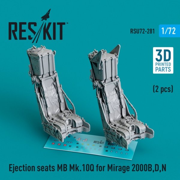 RESKIT RSU72-0281 Ejection seats MB Mk.10Q for Mirage 2000B,D,N (2 pcs) (3D Printed) 1/72