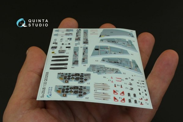 Quinta Studio QD32006 Su-25UB 3D-Printed &amp; coloured Interior on decal paper (for Trumpeter kit) 1/32