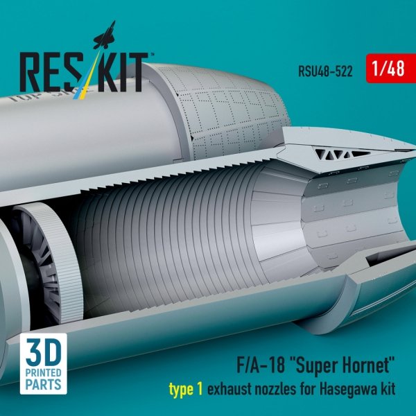 RESKIT RSU48-0522 F/A-18 "Super Hornet" type 1 exhaust nozzles for Hasegawa kit (3D Printed) 1/48