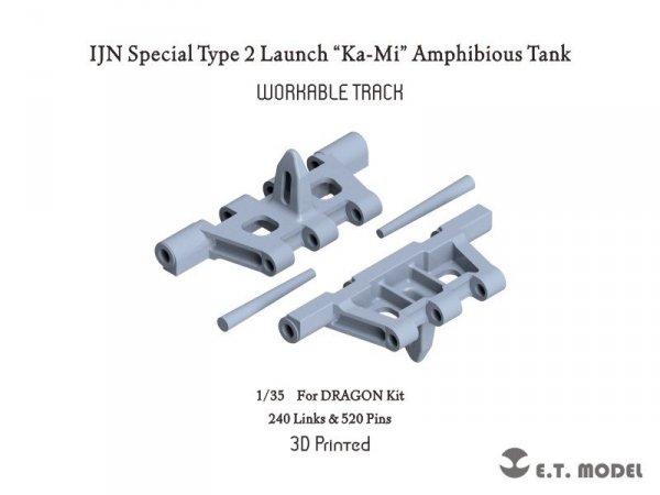E.T. Model P35-026 IJN Special Type 2 Launch “Ka-Mi” Amphibious Tank Workable Track ( 3D Printed ) 1/35