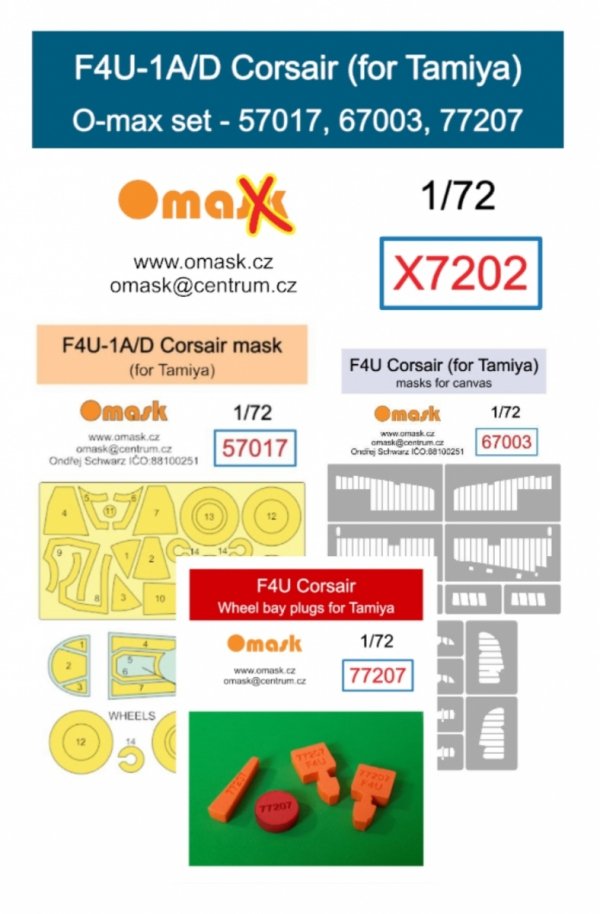 Omask X7202 F4U-1A/D Corsair O-max set (for Tamiya) 1/72