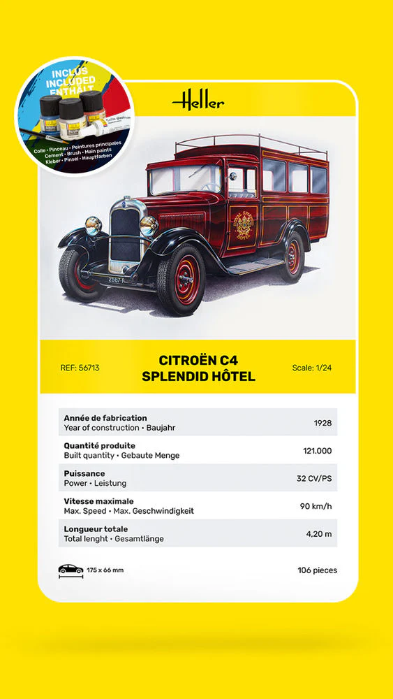 Heller 56713 STARTER KIT Citroën C4 Splendid Hôtel 1/24