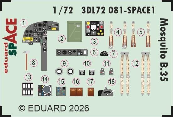 Eduard 3DL72081 Mosquito B.35 SPACE for AIRFIX 1/72