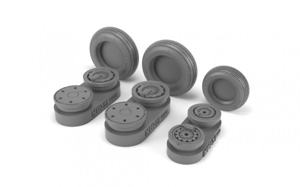 Armory Models AW48027 Mikoyan MiG-21 Fishbed wheels w/ weighted tires, early 1/48