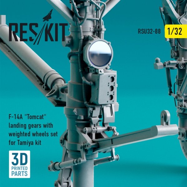 RESKIT RSU32-0088 F-14A &quot;TOMCAT&quot; LANDING GEARS WITH WEIGHTED WHEELS SET FOR TAMIYA KIT (3D PRINTED) 1/32