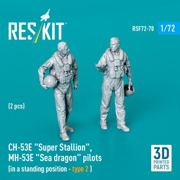 RESKIT RSF72-0070 CH-53E "Super Stallion", MH-53E "Sea dragon" pilots (in a standing position - type 2) (2 pcs) (3D Printed) (1/72)