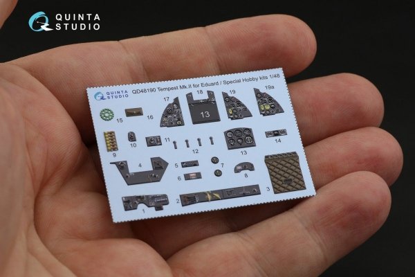 Quinta Studio QD48190 Tempest Mk.II 3D-Printed &amp; coloured Interior on decal paper (Eduard) 1/48