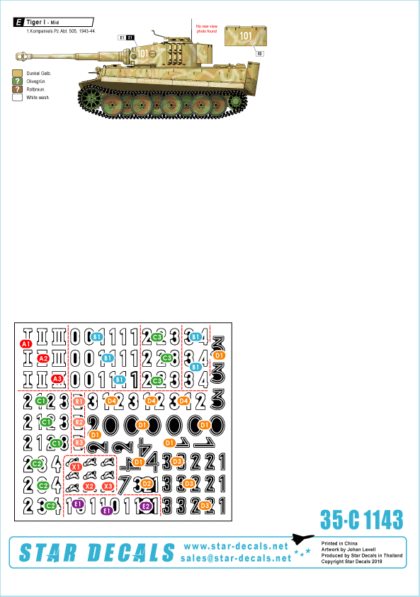 Star Decals 35-C1143 s.Pz.Abt. 505 # 1.	 1/35
